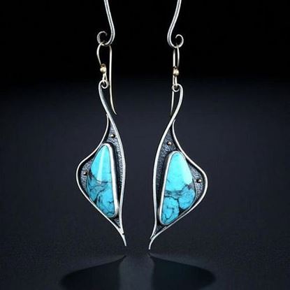 Picture of Geometric Swan Turquoise Earrings