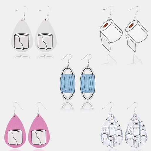 Picture of Mask Water Drop Earrings