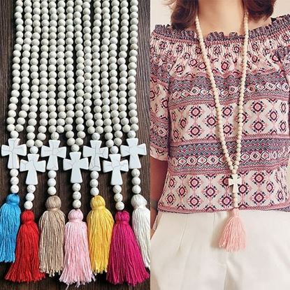 Picture of 10mm Beaded Tassel Necklace