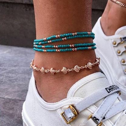 Picture of Metal Shell Tassel Multi-layer Anklet