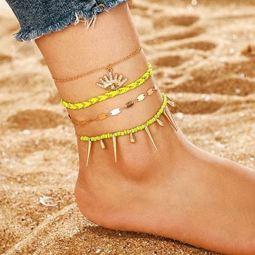 Picture of Fluorescent Green Woven Anklet