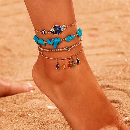 Picture of Irregular Turquoise Multi-layer Anklet