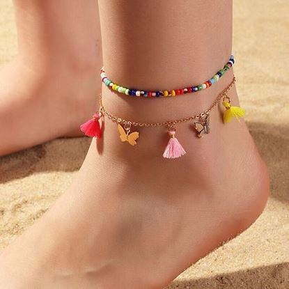 Picture of Butterfly Cotton Thread Tassel Anklet