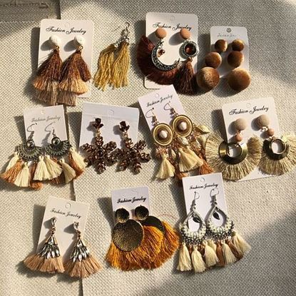 Picture of Mixed Cotton Tassel Earrings