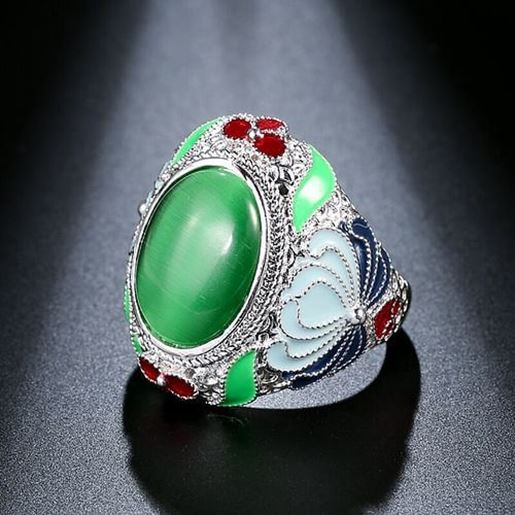 Picture of Green Cat Eye Finger Ring