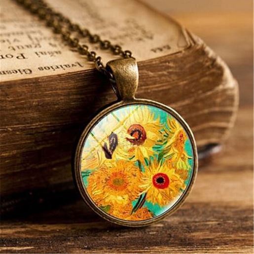 Picture of Pendant Sunflower Glass Necklace