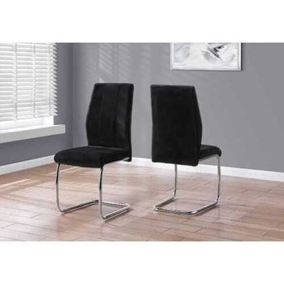 Foto de Two 77.5" Velvet Chrome Metal and Foam Dining Chairs