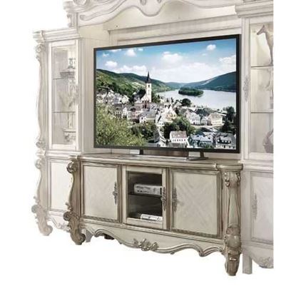 Picture of 21" X 74" X 31" Bone White Wood Poly Resin Glass TV Console