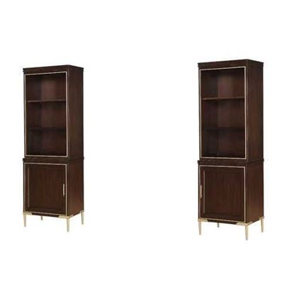 Picture of 16" X 112" X 74" Cherry Metal Wood Entertainment Center (Set of 2)