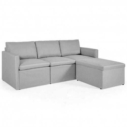 Picture of Convertible L-Shaped Sectional Sofa Couch with Reversible Chaise-Light Gray - Color: Light Gray