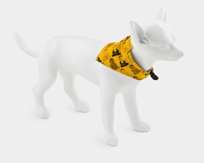 Yellow Dog Bandana | Black Buddhas On Yellow - Small 
