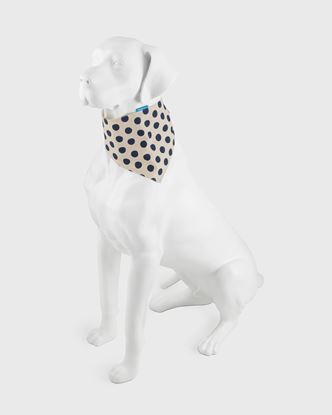White Dog Bandana | Dark Blue Polka Dots On White - Large