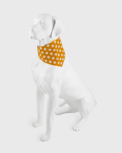 Yellow Dog Bandana | White Polka Dots On Yellow - Large