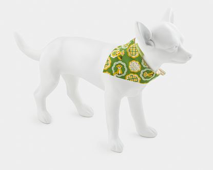 Green Dog Bandana | Yellow Foxes And Flowers On Green - Small 