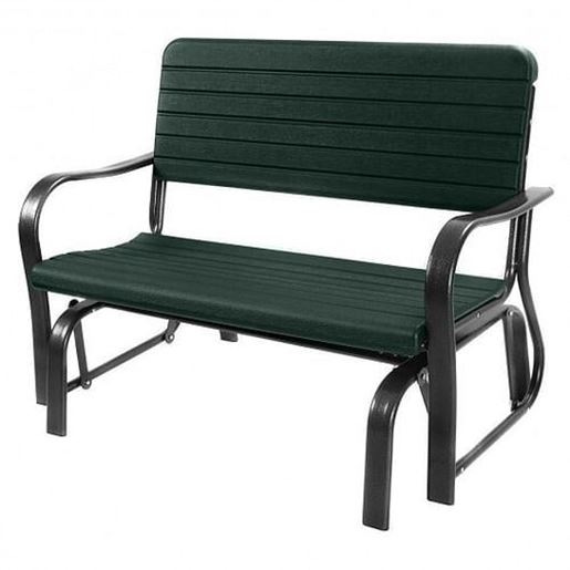 Picture of Outdoor Patio Steel Swing Bench Loveseat  - Color: Gray