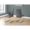 Picture of Two 77.5" Grey Leather Look Chrome Metal and Foam Dining Chairs