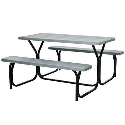 Picture of Picnic Table Bench Set for Outdoor Camping -Gray - Color: Gray