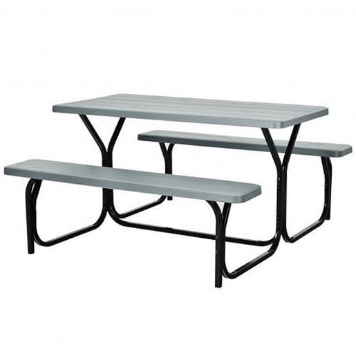 Picture of Picnic Table Bench Set for Outdoor Camping -Gray - Color: Gray