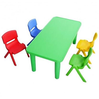 Picture of Kids Colorful Plastic Table and 4 Chairs Set - Color: Multicolor