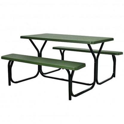 Picture of Picnic Table Bench Set for Outdoor Camping -Green - Color: Green