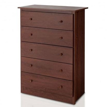 Picture of Functional Storage Organized Dresser with 5 Drawer-Brown - Color: Brown