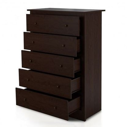 Picture of Functional Storage Organized Dresser with 5 Drawer-Espresso - Color: Espresso