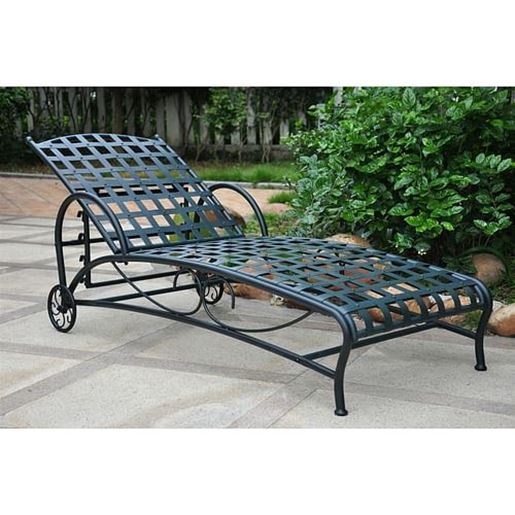 Picture of Outdoor Multi-Position Iron Chaise Lounge Chair in Black