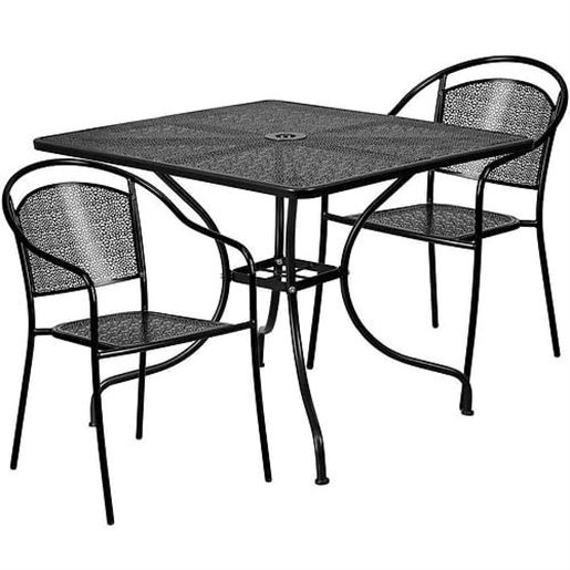 Picture of Light Grey Steel Metal 3-Piece Outdoor Patio Furniture Set