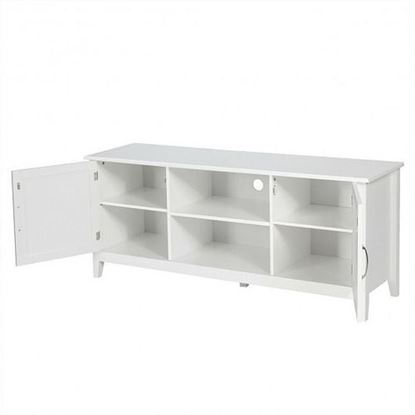 Picture of Entertainment Wood TV Stand for Up to 65 Inches Flat Screen with Storage Cabinets-White - Color: White