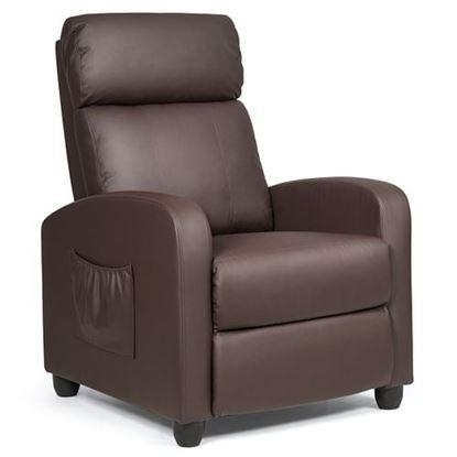 Picture of Recliner Sofa Wingback Chair with Massage Function-Brown - Color: Brown