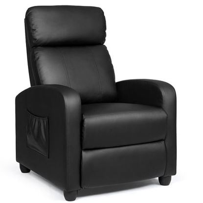 Picture of Recliner Sofa Wingback Chair with Massage Function-Black - Color: Black