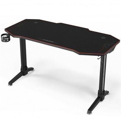 Picture of 55 Inch T-shaped Computer Desk with Full Mouse Pad and LED Lights - Color: Black