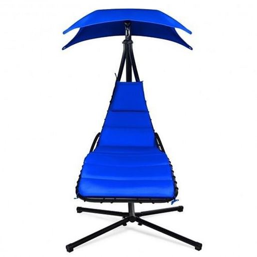 Picture of Hanging Stand Chaise Lounger Swing Chair with Pillow-Navy - Color: Navy