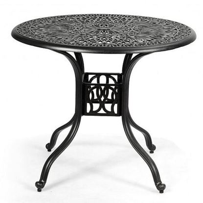 Picture of 36 Inch Cast Aluminum Round Patio Dining Table with Umbrella Hole