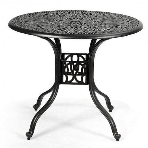 Foto de 36 Inch Cast Aluminum Round Patio Dining Table with Umbrella Hole