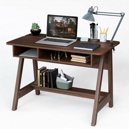 Foto de Computer Desk Home Office Writing Workstation with Flip Top Compartment