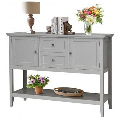 图片 Wooden Sideboard Buffet Console Table  w/ Drawers and Storage-Gray - Color: Gray