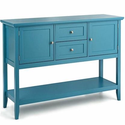 图片 Wooden Sideboard Buffet Console Table-Blue - Color: Blue