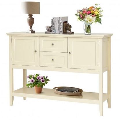 Изображение Wooden Sideboard Buffet Console Table  with Drawers and Storage-Beige - Color: Beige