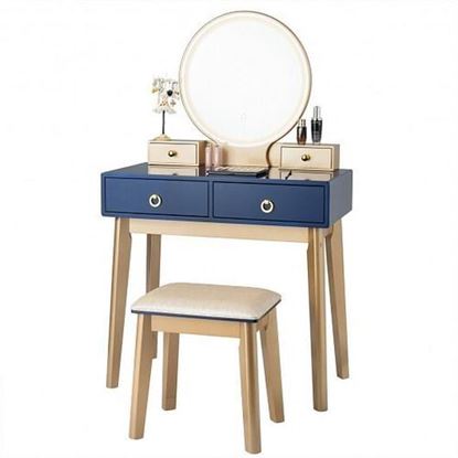 Изображение Makeup Vanity Table Set 3 Color Lighting Dressing Table-Blue - Color: Blue