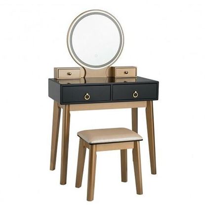 Foto de Makeup Vanity Table Set 3 Color Lighting Dressing Table-Black - Color: Black