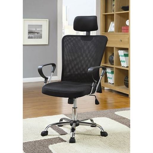 Picture of High Back Executive Mesh Office Computer Chair with Headrest in Black