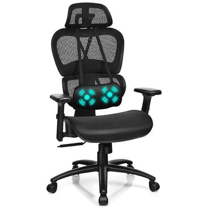 Picture of Mesh Office Chair Recliner with Adjustable Headrest - Color: Black