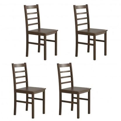 Foto de Set of 4 Modern Kitchen Dining Chairs with Solid Rubber Wood Structure - Color: Brown