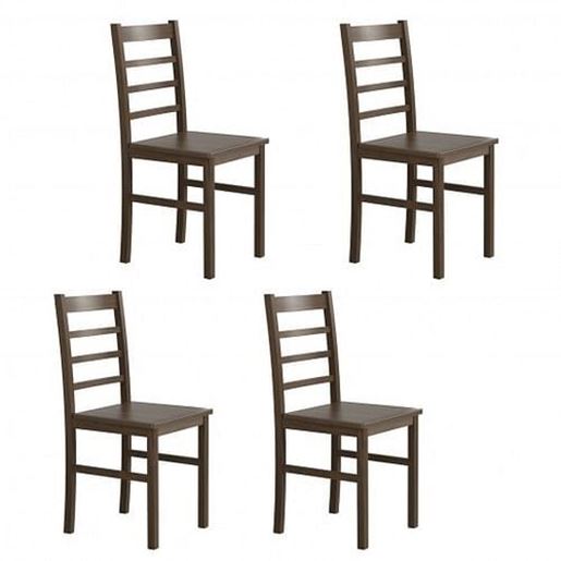 Foto de Set of 4 Modern Kitchen Dining Chairs with Solid Rubber Wood Structure - Color: Brown