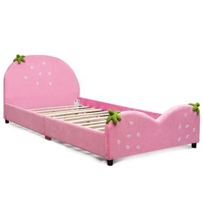 Picture of Kids Children Upholstered Berry Pattern Toddler Bed