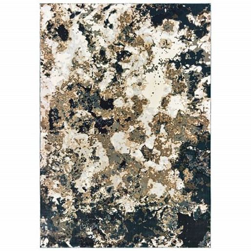 Picture of 6' x 9' Ivory Navy Abstract Marble Indoor Area Rug