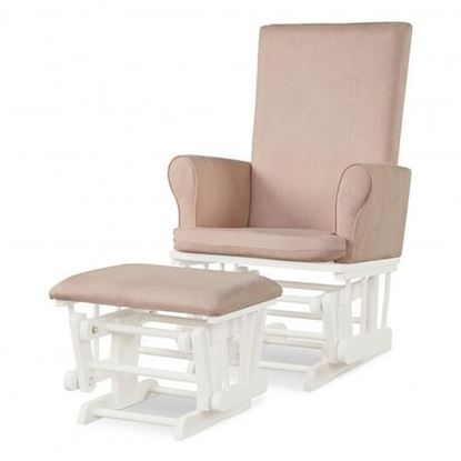 Picture of Wooden Baby Nursery Glider and Ottoman Cushion Set-Pink - Color: Pink