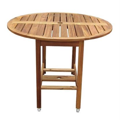 Picture of Kiln Dried Hardwood 39-inch Folding Patio Dining Table with Wheels