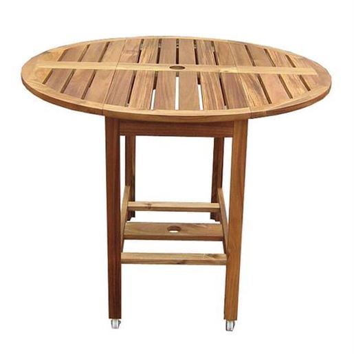 Picture of Kiln Dried Hardwood 39-inch Folding Patio Dining Table with Wheels